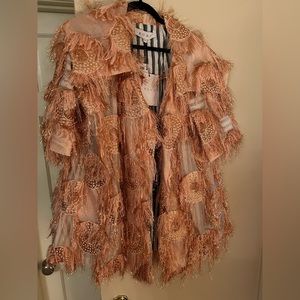 NWT Buru rose gold eyelash swing coat, sz S/M